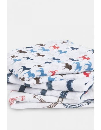 Муслиновые пеленки для новорожденных Aden&Anais средние, набор 3, Wild Horses