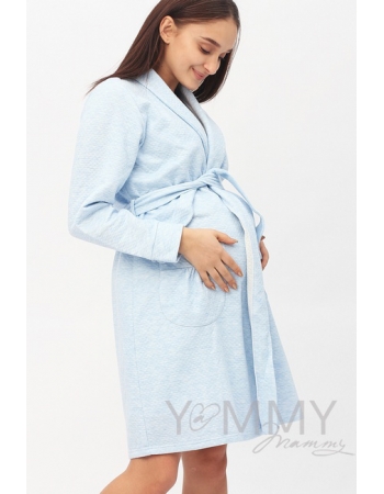 Комплект халат с сорочкой голубой