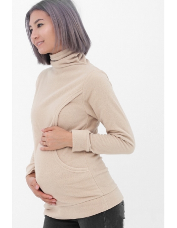 Толстовка для кормящих и беременных флисовая, цвет песочный