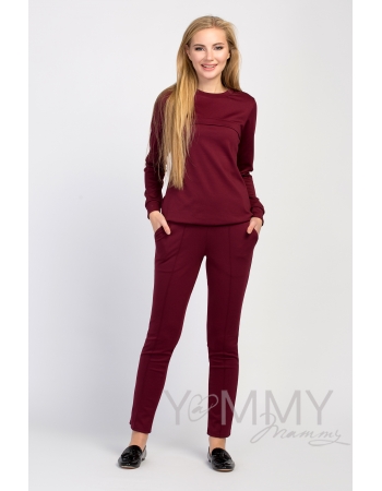 Костюм из плотной вискозы бургунди