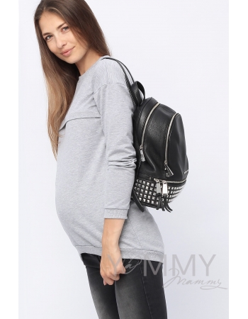 Джемпер для кормящих и беременных с удлиненной спинкой, серый меланж