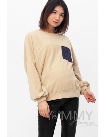 Свитшот для кормящих и беременных флисовый, цвет песочный