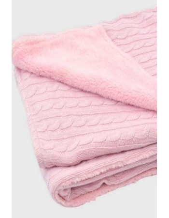 Вязаный плед для новорожденных Jollein (косичка), розовый, средний