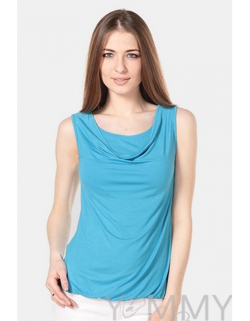 Блуза для кормящих и беременных с вырезом "качели", бирюза