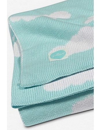 Вязаный плед для новорожденных Jollein Облака, нефритовый