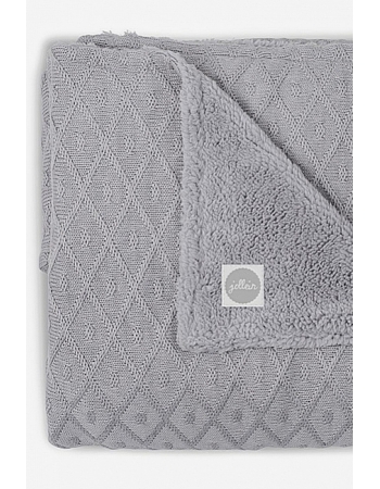 Вязаный плед для новорожденного с мехом Jollein Diamond, серый