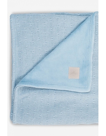 Вязаный плед для новорожденного с мехом Jollein Soft, голубой