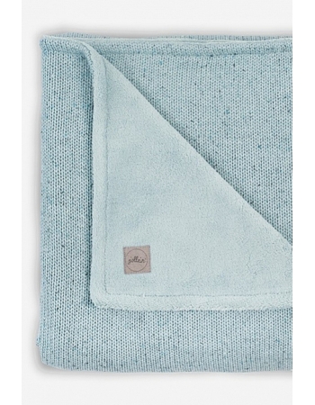 Вязаный плед для новорожденного с мехом Jollein Confetti, cеро-зеленый