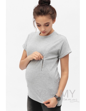 Футболка для кормящих и беременных, цвет серый меланж