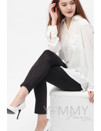 Леггинсы для кормящих и беременных замшевые универсальные, графит