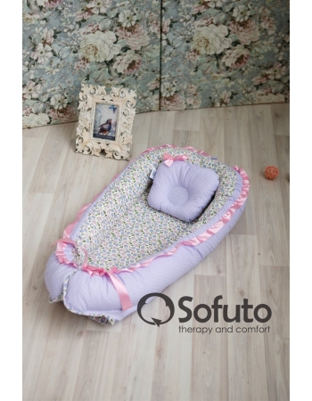 Гнездышко-кокон для новорожденных Babynest Fialki