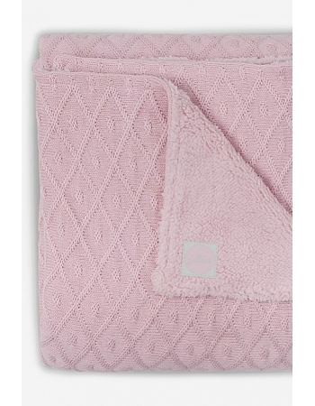 Вязаный плед для новорожденного с мехом Jollein Diamond, винтажный розовый
