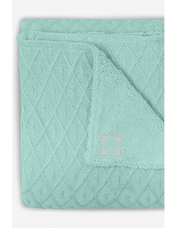 Вязаный плед для новорожденного с мехом Jollein Diamond, винтажный зеленый