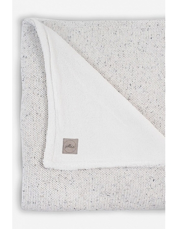 Вязаный плед для новорожденного с мехом Jollein Confetti, молочный