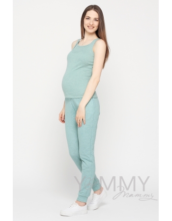 Майка для беременных и кормящих, цвет зеленый меланж