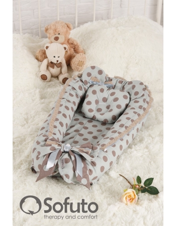 Кокон-гнездышко для новорожденных Babynest Polka Dot Grey