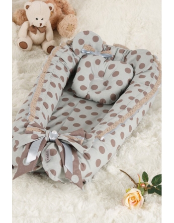 Кокон-гнездышко для новорожденных Babynest Polka Dot Grey