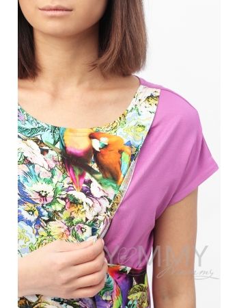 Платье-туника орхидея с цветочным принтом для кормящих