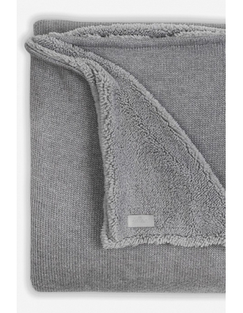 Вязаный плед для новорожденного с мехом Jollein Natural, серый