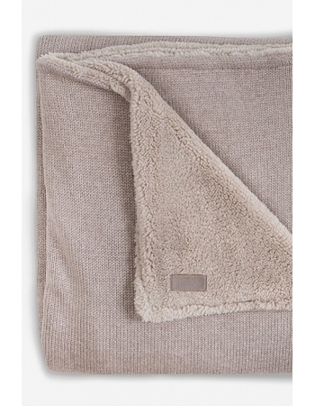 Вязаный плед для новорожденного с мехом Jollein Natural, песочный