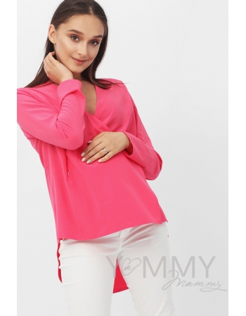 Блуза для кормящих и беременных на запах, фуксия