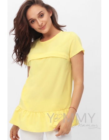 Блуза для беременных и  кормящих с воланом, цвет желтый