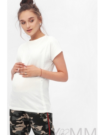 Футболка для кормящих и беременных с серебряным напылением, цвет белый
