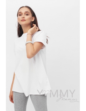 Футболка для кормящих и беременных с запахом на спине, белый