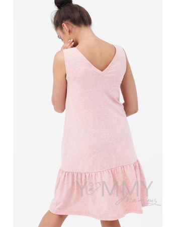 Платье-сарафан для кормящих и беременных, розовый меланж