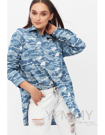 Рубашка для беременных и кормящих джинсовая, цвет милитрари
