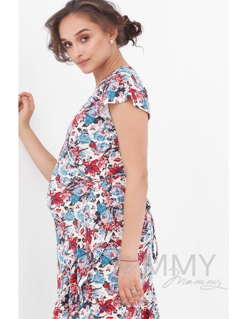 Платье для беременных и кормящих на запах, цветочный принт