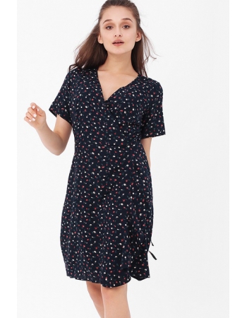 Платье для беременных и кормящих на запах с цветочным принтом, цвет темно-синий