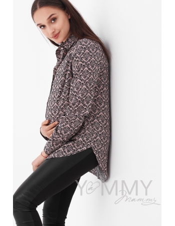 Рубашка для кормящих и беременных с узором, бежевая