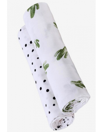 Бамбуковые пеленки для новорожденных Bebe Au Lait, набор 2, Saguaro/Dottie