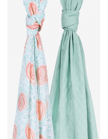 Бамбуковые пеленки для новорожденных Bebe Au Lait, набор 2, Fresco and Lagoon