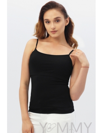 Топ на бретельках для кормящих и беременных, черный