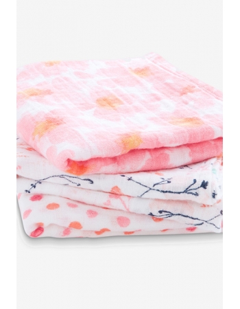 Муслиновые пеленки для новорожденных средние Aden&Anais, набор 3, Petal Blooms
