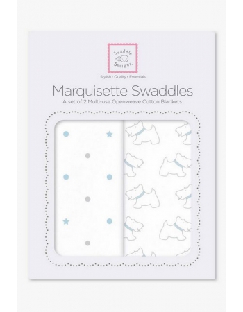 Набор пеленок SwaddleDesigns - Marquisette 2-Pack, Pstl Blue Little Doggie & Dottie Star