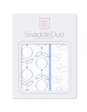 Набор пеленок SwaddleDesigns Swaddle Duo Blue Little Doggie