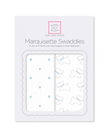 Набор пеленок SwaddleDesigns - Marquisette 2-Pack, Pstl Blue Little Doggie & Dottie Star