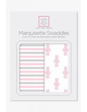 Набор пеленок SwaddleDesigns - Marquisette 2-Pack Little Bunnie Simple Stripes
