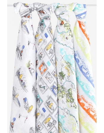 Муслиновые пеленки Aden&Anais для новорожденных большие, набор 4, Disney Winnie Pooh