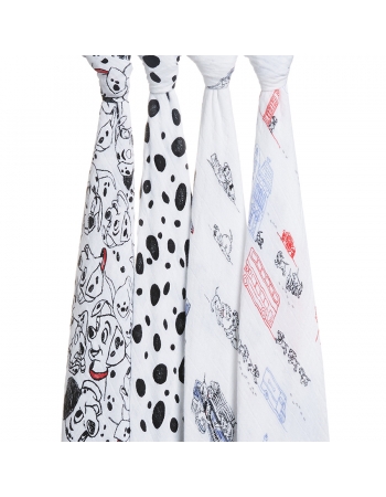 Муслиновые пеленки Aden&Anais для новорожденных большие, набор 4, Disney Dalmatians