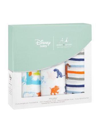 Муслиновые пеленки для новорожденных средние Aden&Anais, набор 3, Disney Jungle Book