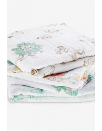 Муслиновые пеленки для новорожденных средние Aden&Anais, набор 3, Disney Lion King