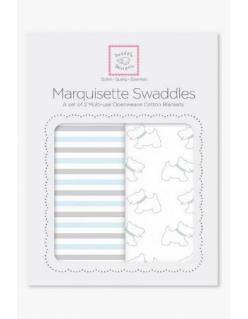 Набор пеленок SwaddleDesigns - Marquisette 2-Pack Little, Doggie Simple Stripes