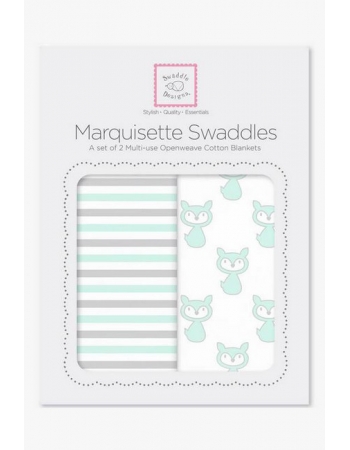 Набор пеленок SwaddleDesigns Marquisette 2-Pack Little Fox Simple Stripes