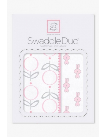Набор пеленок SwaddleDesigns - Swaddle Duo Pink Little Bunnie