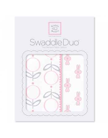 Набор пеленок SwaddleDesigns - Swaddle Duo Pink Little Bunnie