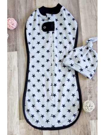 Пеленка кокон для детей трикотажная, Black Stars